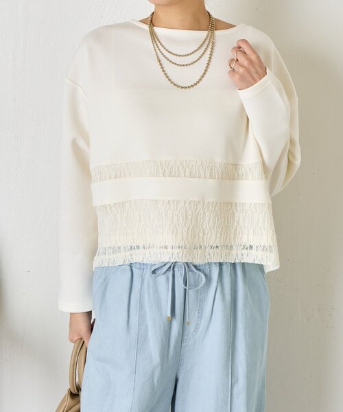 Jena espace merveilleux（ジェナ　エスパスメルヴェイユ）の「レース切替プルオーバー（Tシャツ/カットソー・レディース・グレー/オフホワイト/ブラック・FREE）」の8枚目の写真