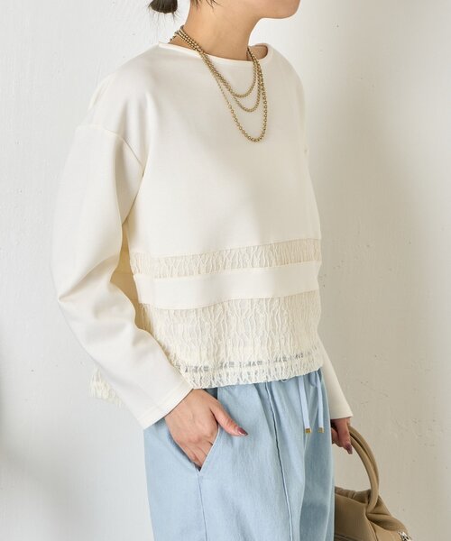 Jena espace merveilleux（ジェナ　エスパスメルヴェイユ）の「レース切替プルオーバー（Tシャツ/カットソー・レディース・グレー/オフホワイト/ブラック・FREE）」の11枚目の写真