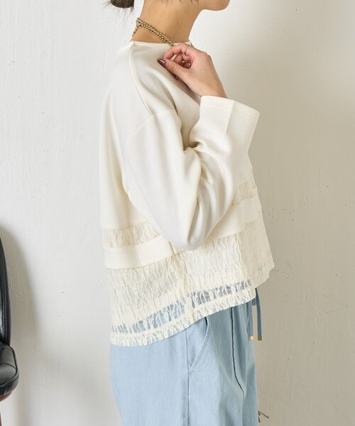 Jena espace merveilleux（ジェナ　エスパスメルヴェイユ）の「レース切替プルオーバー（Tシャツ/カットソー・レディース・グレー/オフホワイト/ブラック・FREE）」の12枚目の写真