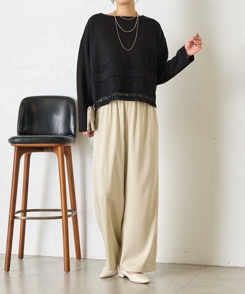 Jena espace merveilleux（ジェナ　エスパスメルヴェイユ）の「レース切替プルオーバー（Tシャツ/カットソー・レディース・グレー/オフホワイト/ブラック・FREE）」の14枚目の写真