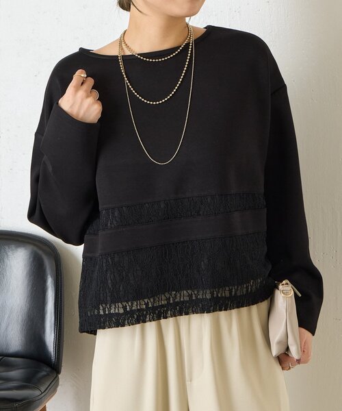 Jena espace merveilleux（ジェナ　エスパスメルヴェイユ）の「レース切替プルオーバー（Tシャツ/カットソー・レディース・グレー/オフホワイト/ブラック・FREE）」の19枚目の写真