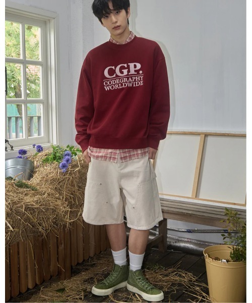 codegraphy（コードグラフィー）の「Square Logo Man-to-Man（スウェット・メンズ・バーガンディー/Black/Navy/オートミール・MEDIUM/SMALL/LARGE）」の4枚目の写真
