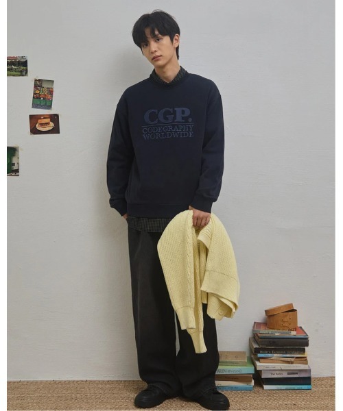 codegraphy（コードグラフィー）の「Square Logo Man-to-Man（スウェット・メンズ・バーガンディー/Black/Navy/オートミール・MEDIUM/SMALL/LARGE）」の3枚目の写真