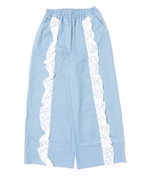 unica(ユニカ)の「フリルワイドパンツ laides(その他パンツ・レディース・ライトブルー/ネイビー/チャコール・F)」の3枚目の写真