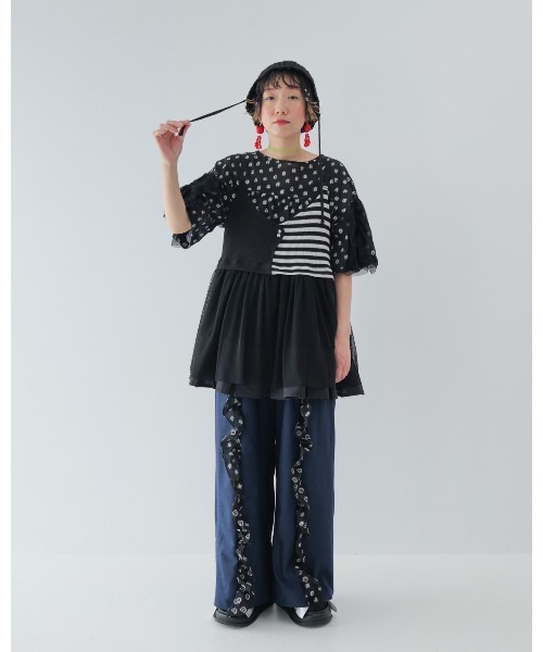 unica(ユニカ)の「フリルワイドパンツ laides(その他パンツ・レディース・ライトブルー/ネイビー/チャコール・F)」の13枚目の写真