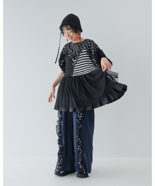 unica(ユニカ)の「フリルワイドパンツ laides(その他パンツ・レディース・ライトブルー/ネイビー/チャコール・F)」の14枚目の写真