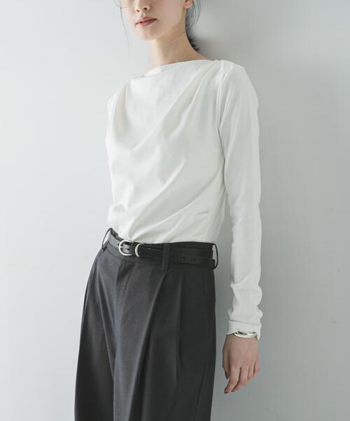 URBAN RESEARCH（アーバンリサーチ）の「2WAYドレープカットソー（Tシャツ/カットソー・レディース・チャコールグレー/オフホワイト・FREE）」の5枚目の写真