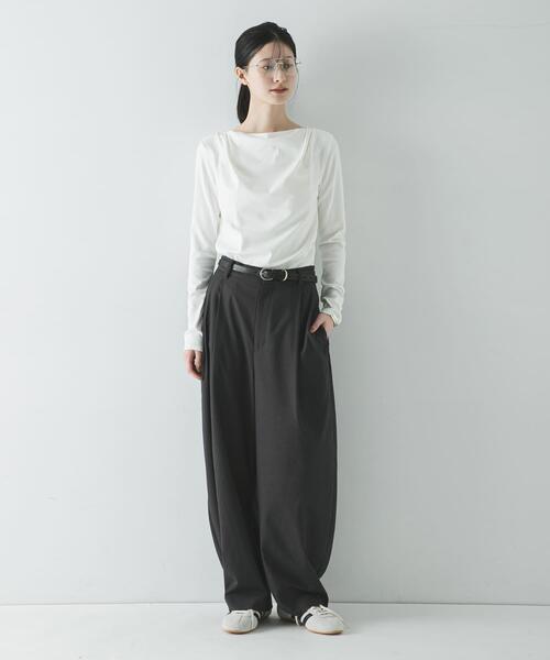 URBAN RESEARCH（アーバンリサーチ）の「2WAYドレープカットソー（Tシャツ/カットソー・レディース・チャコールグレー/オフホワイト・FREE）」の9枚目の写真