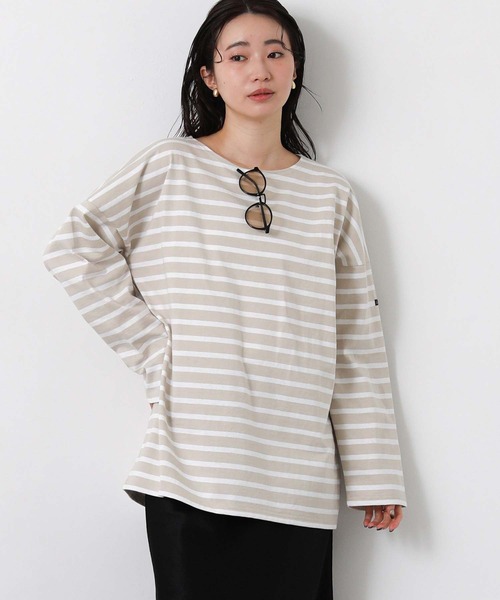 Le Minor(ルミノア)の「ルミノアボーダーロングカットソー(Tシャツ/カットソー・レディース・ブルー系/ブラック×ホワイト/ベージュ系・FREE)」の17枚目の写真