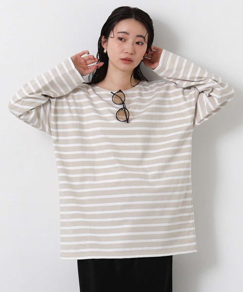 Le Minor(ルミノア)の「ルミノアボーダーロングカットソー(Tシャツ/カットソー・レディース・ブルー系/ブラック×ホワイト/ベージュ系・FREE)」の20枚目の写真