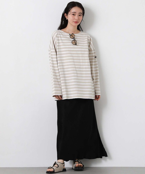 Le Minor(ルミノア)の「ルミノアボーダーロングカットソー(Tシャツ/カットソー・レディース・ブルー系/ブラック×ホワイト/ベージュ系・FREE)」の13枚目の写真