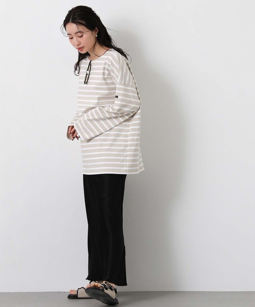 Le Minor(ルミノア)の「ルミノアボーダーロングカットソー(Tシャツ/カットソー・レディース・ブルー系/ブラック×ホワイト/ベージュ系・FREE)」の14枚目の写真