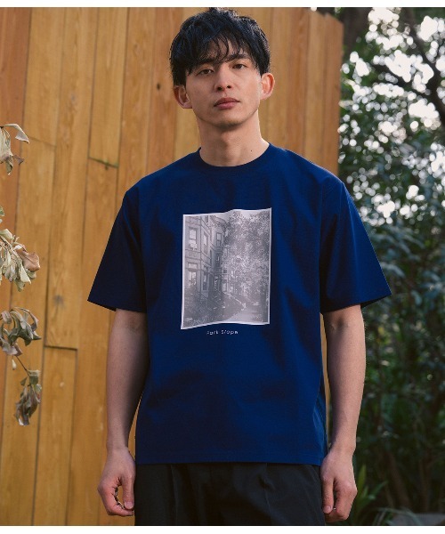Park Slope NEWYORKER(パークスロープニューヨーカー)の「【接触冷感・デイリー・快適】グラフィックTシャツ(Tシャツ/カットソー・メンズ・ネイビー/ホワイト・LL/L/M/S)」の1枚目の写真