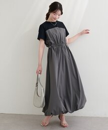 半袖ドッキングバルーンワンピース
