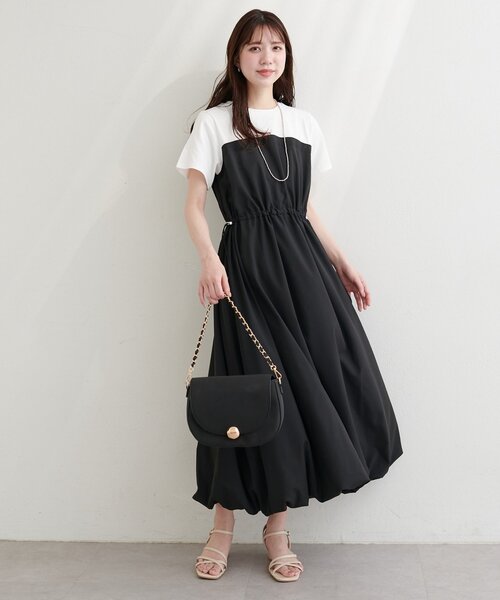 natural couture(ナチュラルクチュール)の「半袖ドッキングバルーンワンピース(ワンピース・レディース・チャコールグレー/ブラック/カーキ・FREE)」の11枚目の写真