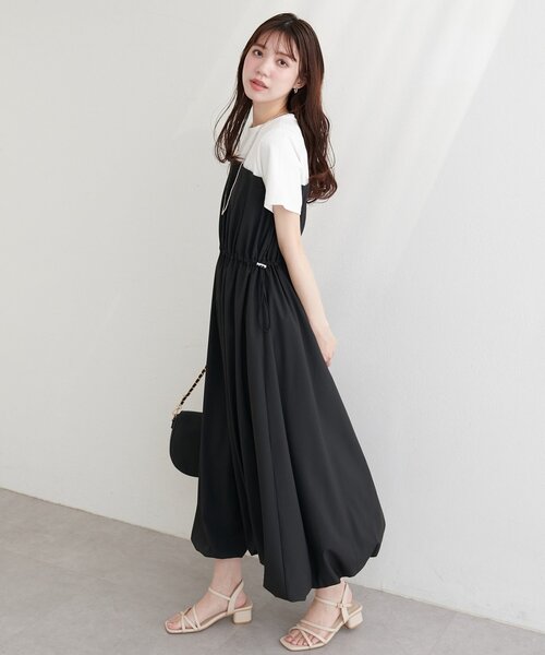 natural couture(ナチュラルクチュール)の「半袖ドッキングバルーンワンピース(ワンピース・レディース・チャコールグレー/ブラック/カーキ・FREE)」の12枚目の写真