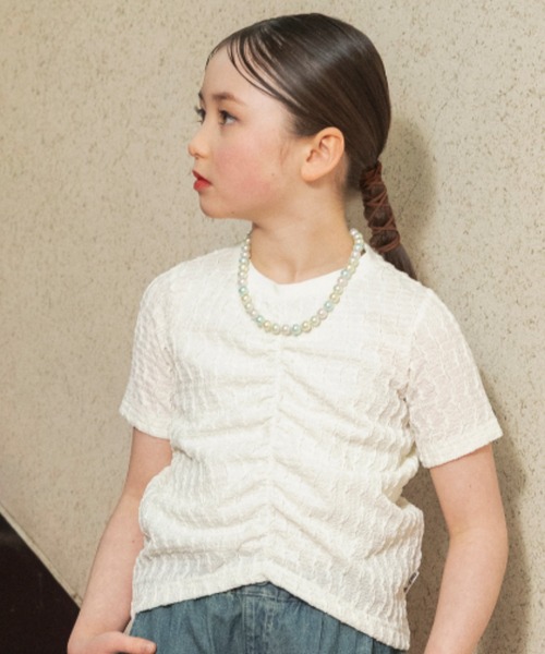 EDWIN(エドウィン)の「【Ou? by EDWIN】シャーリング半袖Tシャツ(Tシャツ/カットソー・キッズ・ラベンダー/オフホワイト・100/120/90/140/110/150/130)」の2枚目の写真