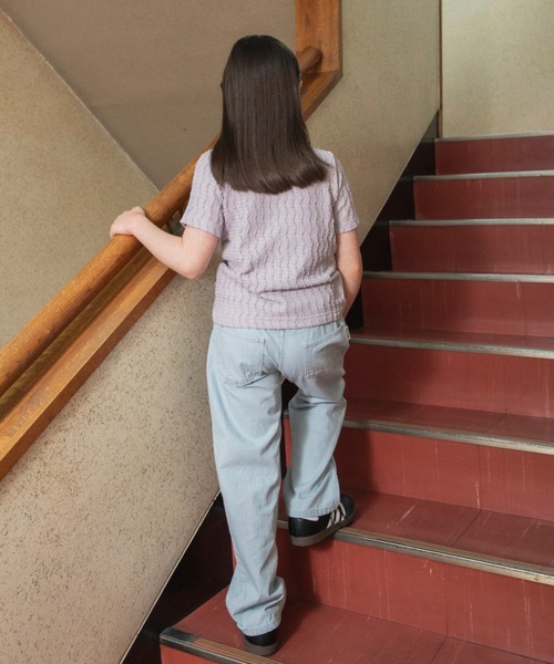 EDWIN(エドウィン)の「【Ou? by EDWIN】シャーリング半袖Tシャツ(Tシャツ/カットソー・キッズ・ラベンダー/オフホワイト・100/120/90/140/110/150/130)」の7枚目の写真