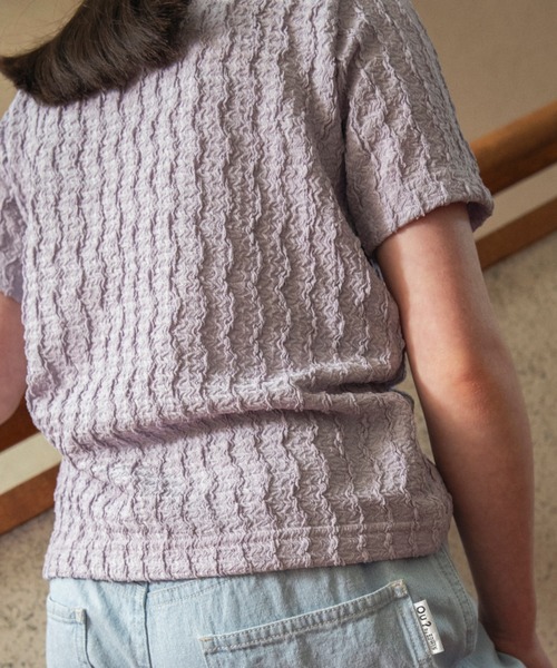 EDWIN(エドウィン)の「【Ou? by EDWIN】シャーリング半袖Tシャツ(Tシャツ/カットソー・キッズ・ラベンダー/オフホワイト・100/120/90/140/110/150/130)」の8枚目の写真