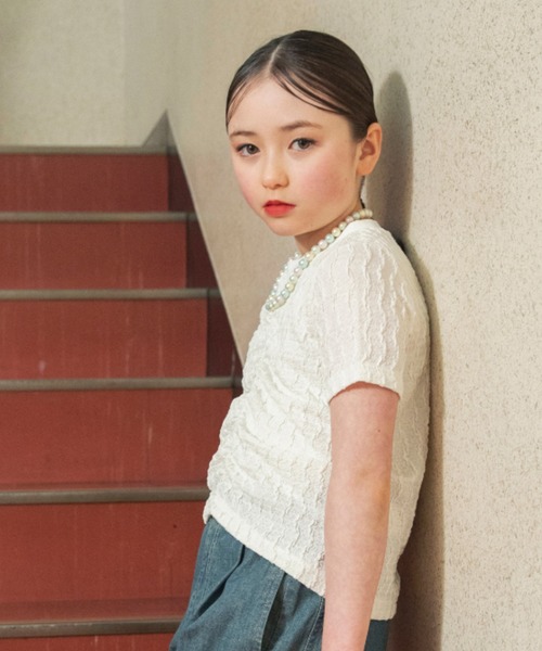 EDWIN(エドウィン)の「【Ou? by EDWIN】シャーリング半袖Tシャツ(Tシャツ/カットソー・キッズ・ラベンダー/オフホワイト・100/120/90/140/110/150/130)」の14枚目の写真