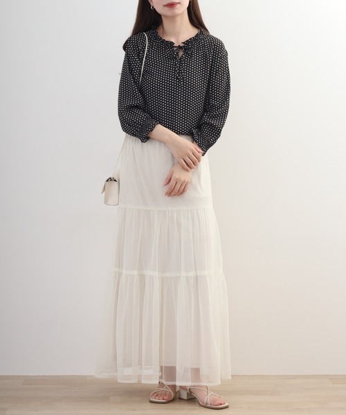 Anna Nicola(アンナニコラ)の「Anna Nicola 幾何柄ブラウス 長袖 シアー(シャツ/ブラウス・レディース・オフホワイト・38)」の12枚目の写真