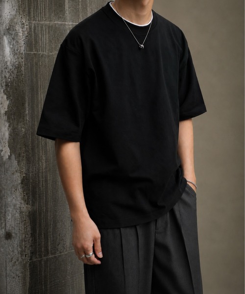 NILWAY（ニルウェイ）の「リンクス JQダブルネック クルーTシャツ（Tシャツ/カットソー・メンズ・オフホワイト/グレー/ブラウン/ブラック・MEDIUM/LARGE/X-LARGE）」の2枚目の写真