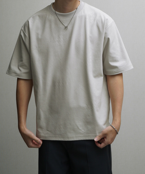 NILWAY（ニルウェイ）の「リンクス JQダブルネック クルーTシャツ（Tシャツ/カットソー・メンズ・オフホワイト/グレー/ブラウン/ブラック・MEDIUM/LARGE/X-LARGE）」の6枚目の写真