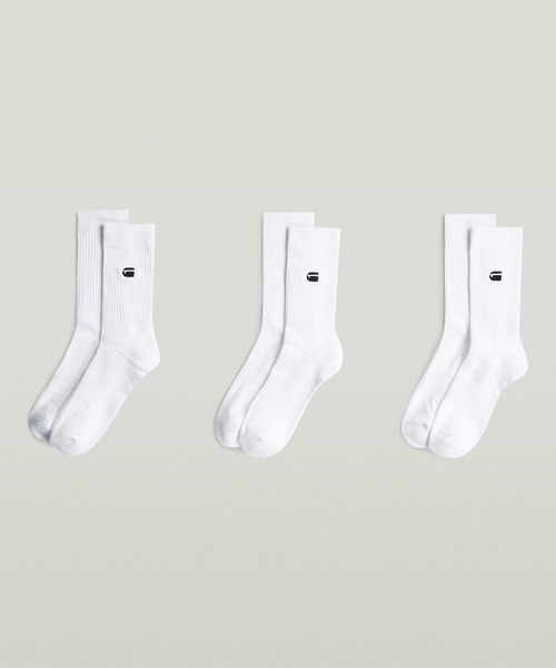 G-STAR(ジースター)の「Socks 3-Pack/ブランドロゴソックス/3枚組(ソックス/靴下・メンズ・ブラック/ホワイト・26-28cm)」の1枚目の写真