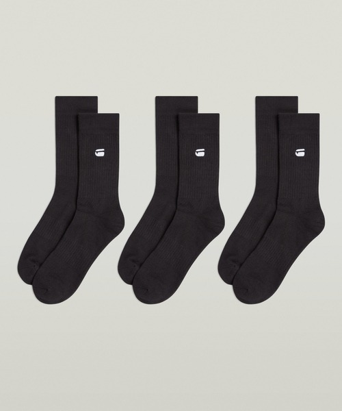G-STAR(ジースター)の「Socks 3-Pack/ブランドロゴソックス/3枚組(ソックス/靴下・メンズ・ブラック/ホワイト・26-28cm)」の2枚目の写真