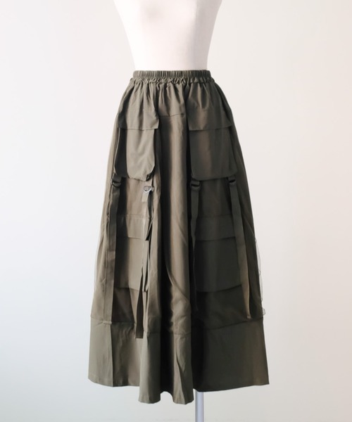DOLLUPOOPS(ドールアップウップス)の「Military Tulle Tiered Skirt(ミリタリーチュールティアードスカート)(スカート・レディース・カーキ/ブラック・FREE)」の1枚目の写真