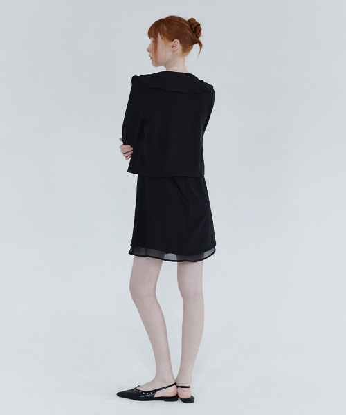 MICANE(ミケーネ)の「リオルミニドレス-ラッフルブラウスセットアップ(ワンピース・レディース・ブラック/アイボリー・SMALL/MEDIUM/LARGE/X-LARGE/XX-LARGE)」の11枚目の写真
