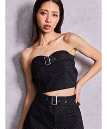 Glitter print beltブラウス【セットアップ着用可能】