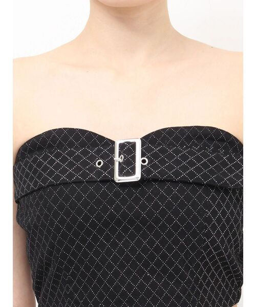 GYDA(ジェイダ)の「Glitter print beltブラウス【セットアップ着用可能】(チューブトップ・レディース・ブラック/オフホワイト・FREE)」の18枚目の写真