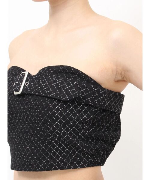 GYDA(ジェイダ)の「Glitter print beltブラウス【セットアップ着用可能】(チューブトップ・レディース・ブラック/オフホワイト・FREE)」の19枚目の写真
