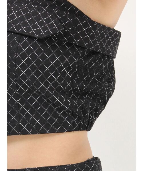 GYDA(ジェイダ)の「Glitter print beltブラウス【セットアップ着用可能】(チューブトップ・レディース・ブラック/オフホワイト・FREE)」の20枚目の写真