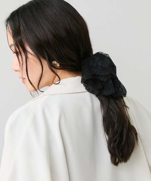 VIS(ビス)の「レースシュシュバンス(バレッタ/ヘアクリップ・レディース・ホワイト/ブラック・FREE)」の6枚目の写真