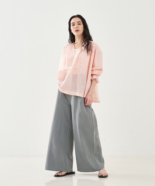 collex（コレックス）の「タックウエストデニムパンツ（デニムパンツ・レディース・ブルー/グレー・フリー）」の9枚目の写真