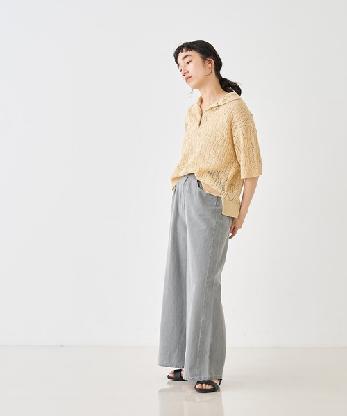 collex（コレックス）の「タックウエストデニムパンツ（デニムパンツ・レディース・ブルー/グレー・フリー）」の14枚目の写真