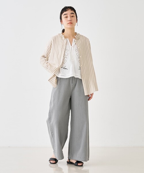 collex（コレックス）の「タックウエストデニムパンツ（デニムパンツ・レディース・ブルー/グレー・フリー）」の15枚目の写真