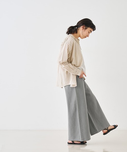 collex（コレックス）の「タックウエストデニムパンツ（デニムパンツ・レディース・ブルー/グレー・フリー）」の16枚目の写真