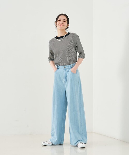 collex（コレックス）の「タックウエストデニムパンツ（デニムパンツ・レディース・ブルー/グレー・フリー）」の18枚目の写真