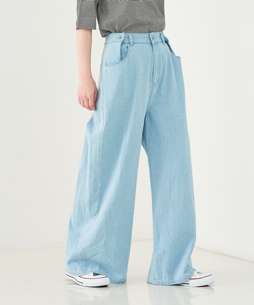 collex（コレックス）の「タックウエストデニムパンツ（デニムパンツ・レディース・ブルー/グレー・フリー）」の3枚目の写真