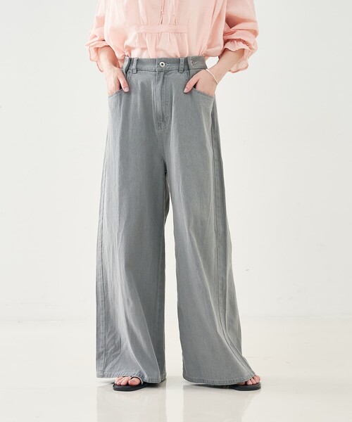 collex（コレックス）の「タックウエストデニムパンツ（デニムパンツ・レディース・ブルー/グレー・フリー）」の5枚目の写真