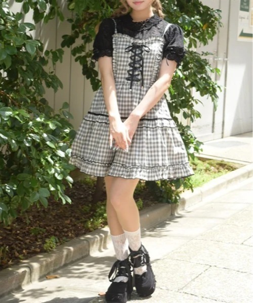 axes femme POETIQUE（アクシーズファムポエティック）の「コットンレースキャミＯＰ（ワンピース・レディース・ホワイト/ブラック/イエロー/グレー/ブラウン・MEDIUM）」の3枚目の写真