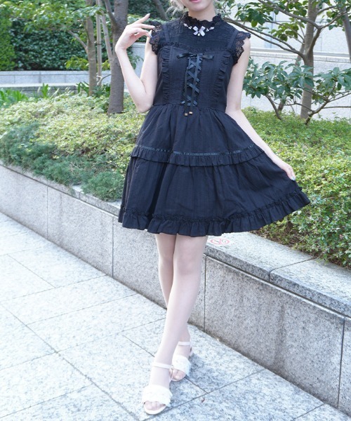 axes femme POETIQUE（アクシーズファムポエティック）の「コットンレースキャミＯＰ（ワンピース・レディース・ホワイト/ブラック/イエロー・MEDIUM）」の2枚目の写真