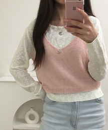 シアーロンT+パステルニットキャミセット