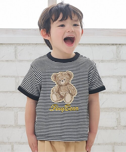 apres les cours(アプレレクール)の「tiny bear刺繍 半袖Tシャツ(Tシャツ/カットソー・キッズ・ブラック/レッド/ブルー・110/100/90/80/120)」の2枚目の写真