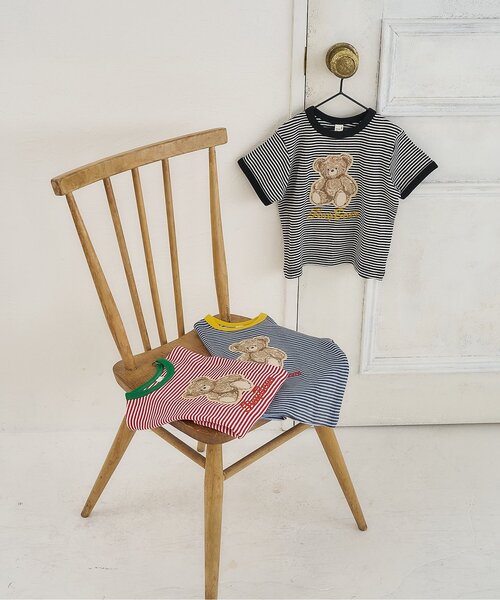 apres les cours(アプレレクール)の「tiny bear刺繍 半袖Tシャツ(Tシャツ/カットソー・キッズ・ブラック/レッド/ブルー・110/100/90/80/120)」の7枚目の写真