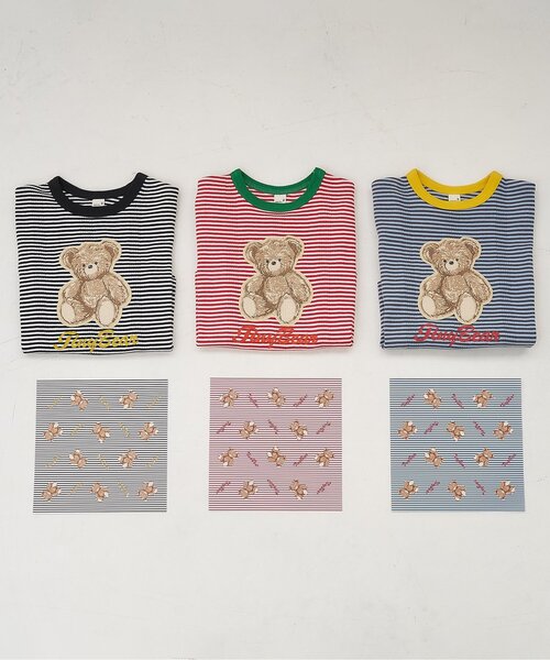 apres les cours(アプレレクール)の「tiny bear刺繍 半袖Tシャツ(Tシャツ/カットソー・キッズ・ブラック/レッド/ブルー・110/100/90/80/120)」の8枚目の写真