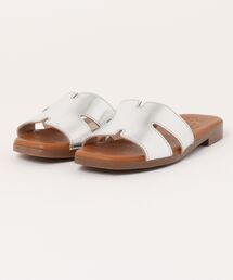 【Oh my Sandals】スクエアトウフラットミュールサンダル(E62208)